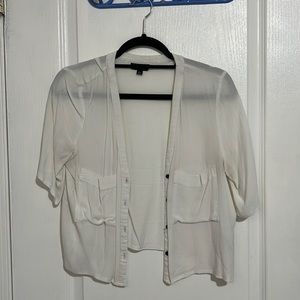 Topshop:white button down crop top